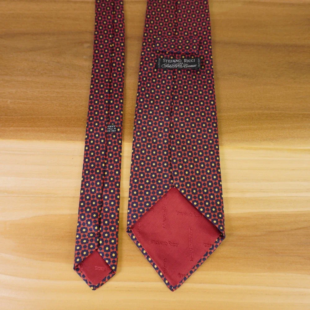 Stefano Ricci Necktie Red Geometric‎ Silk Made in Italy 4x61 Luxury Formalwear